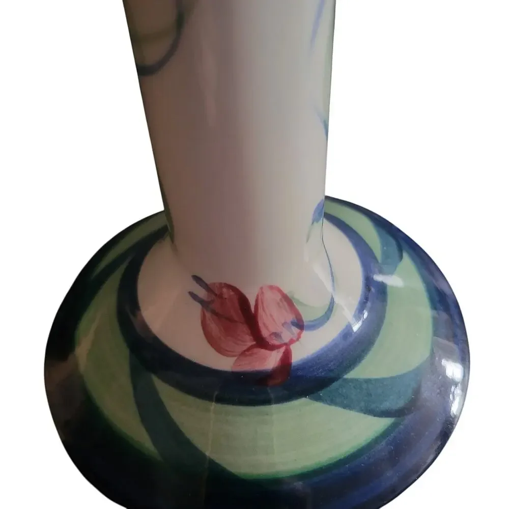 Gail Pittman Ceramic 7 inch Straight Shaft Candle Grapevine Pattern Date 88 Rare